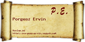 Porgesz Ervin névjegykártya